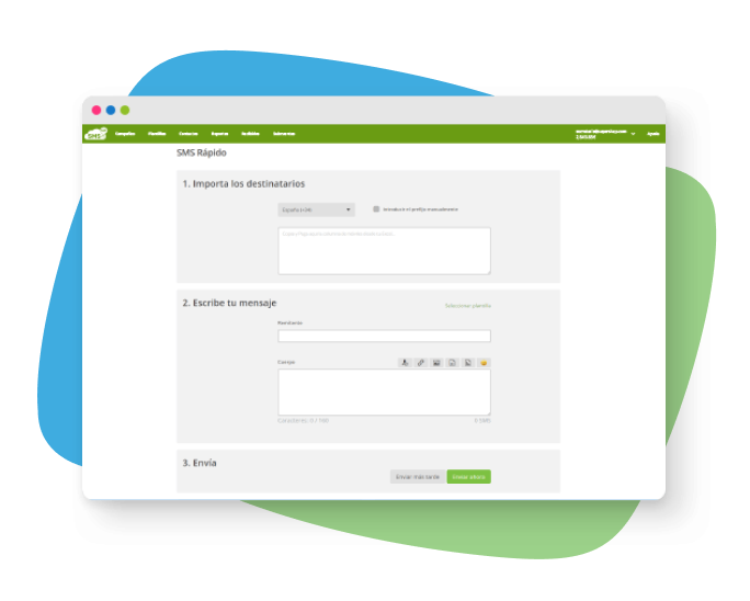 captura de pantalla de la plataforma sms up
